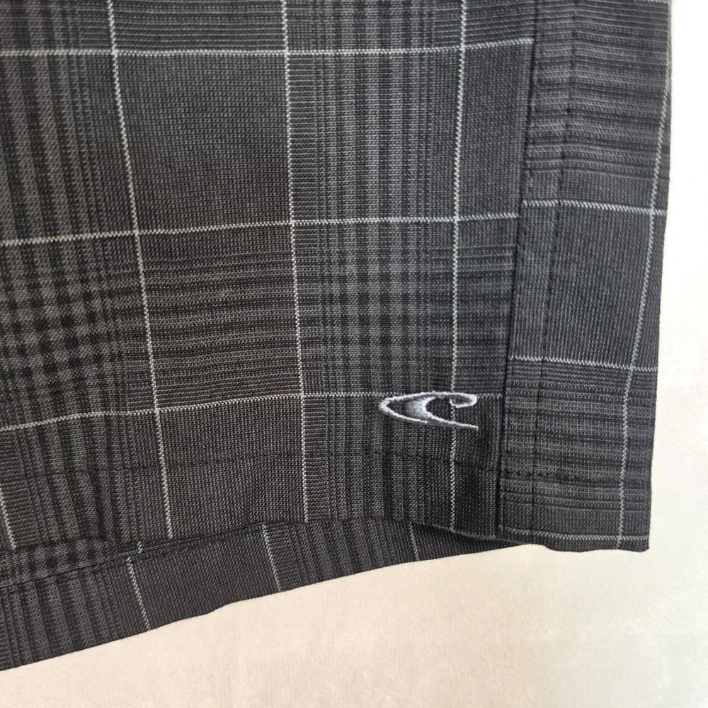 O'Neill Plaid Shorts Mens 36 Gray Black 10.5 Inseam Surf Skater Grunge Y2K